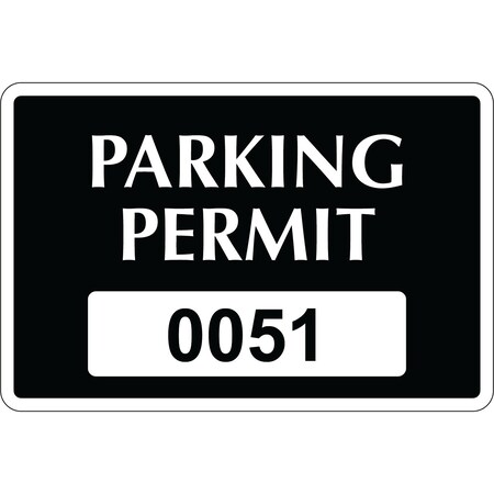Lustre-Cal Repositionable Parking Permit Black 3in x 2in  Serialized 051-100, 50PK 253411Py1K0051
